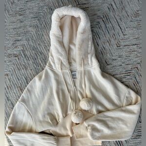 BDG Cream Hooded Jacket with Pom Poms